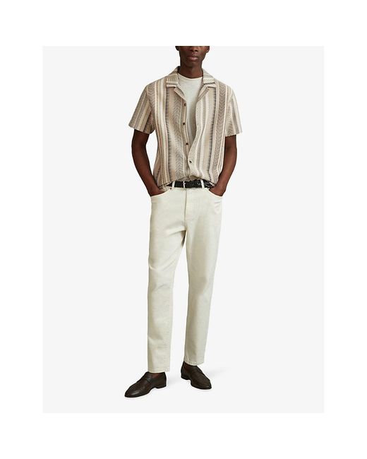 Reiss White Archer Geometric-pattern Stretch-knit Shirt X for men