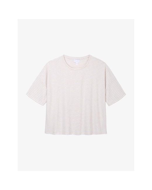 The White Company White Stripe-Print Boxy-Fit Cotton-Jersey T-Shirt