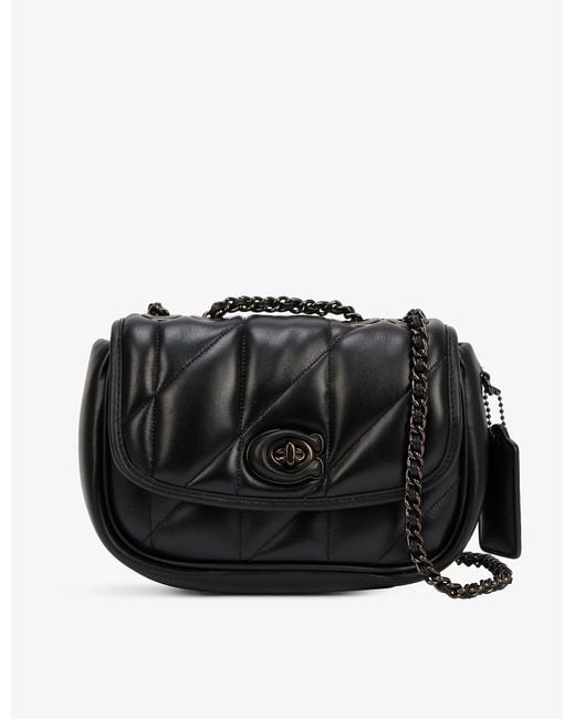 COACH Madison Quilted Leather Shoulder Bag in Black | Lyst UK