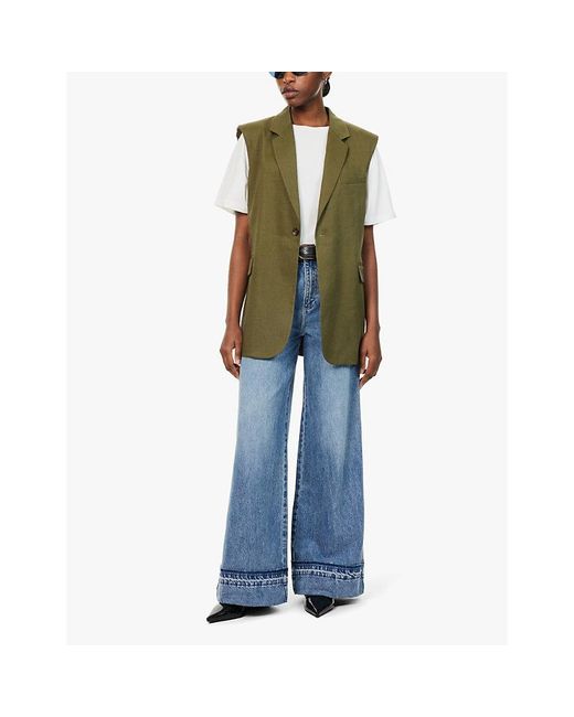 Rag & Bone Blue Marina Wide-Leg Mid-Rise Jeans