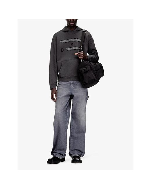DIESEL Blue Norman-Hood Branded Cotton-Jersey Hoody for men
