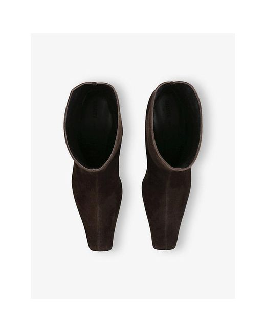 Khaite Black Ona 55 Suede Ankle Boots