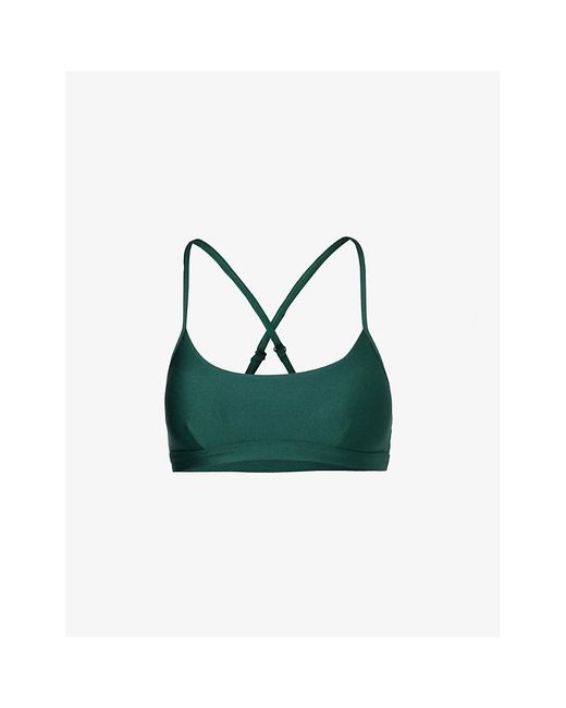 Alo Yoga Green Airlift Intrigue Scoop-neck Stretch-woven Bra
