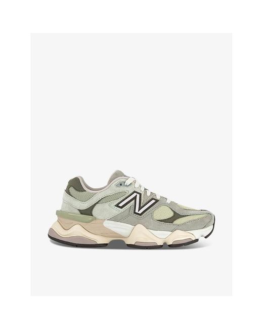 New Balance Natural 9060 Brand-patch Leather And Mesh Low-top Trainers 9. for men