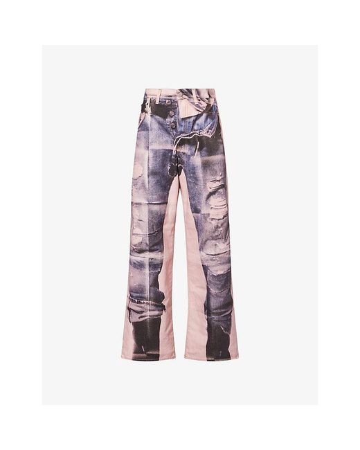 Acne Purple Trompe-L'Œil Straight-Leg Denim Jeans for men