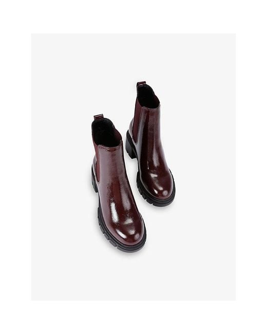Carvela Kurt Geiger Brown Ignite Faux Patent-Leather Heeled Chelsea Boots