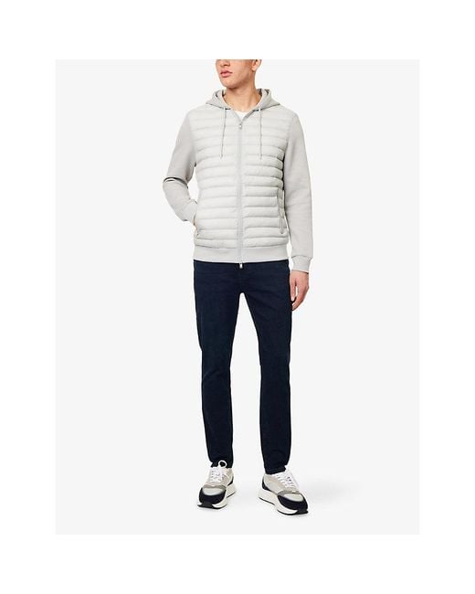 Arne White Hybrid Hooded Quilted Woven Jacket for men