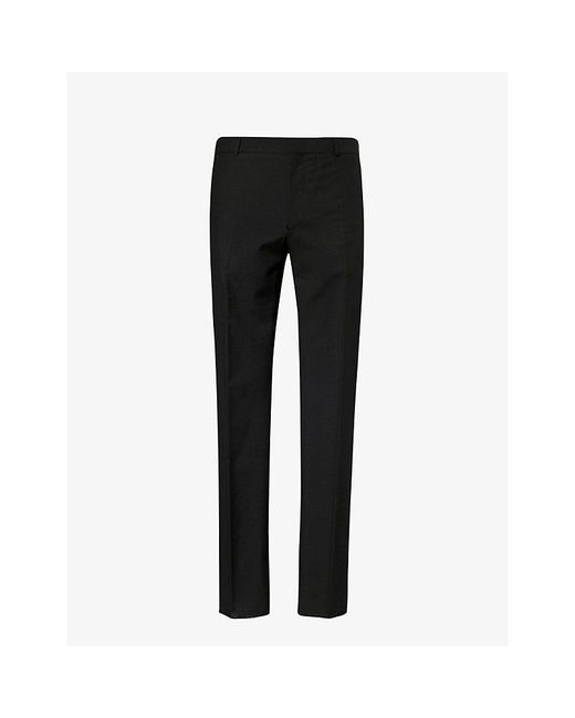 Alexander McQueen Black Pressed-crease Slim-leg Regular-fit Cotton And Wool-blend Cigarette Trousers for men