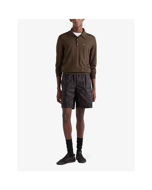 Prada Black Re Nylon Patch-Pocket Swim Shorts for men