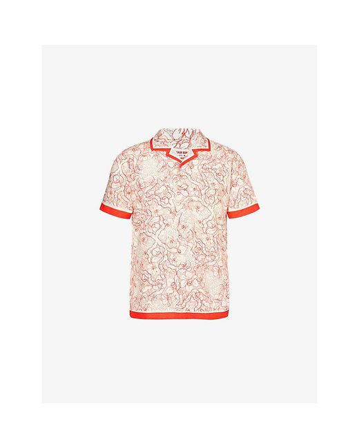Orlebar Brown Pink Hibbert Floral-print Regular-fit Woven Shirt X for men
