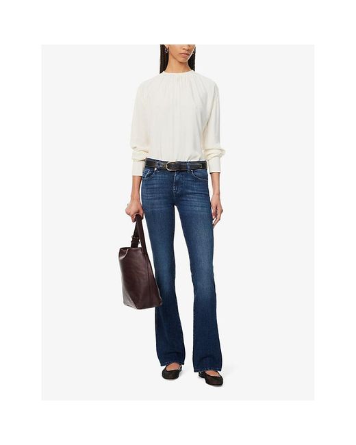 7 For All Mankind Blue Bootcut Soho Flared-Leg Mid-Rise Stretch-Denim Jeans