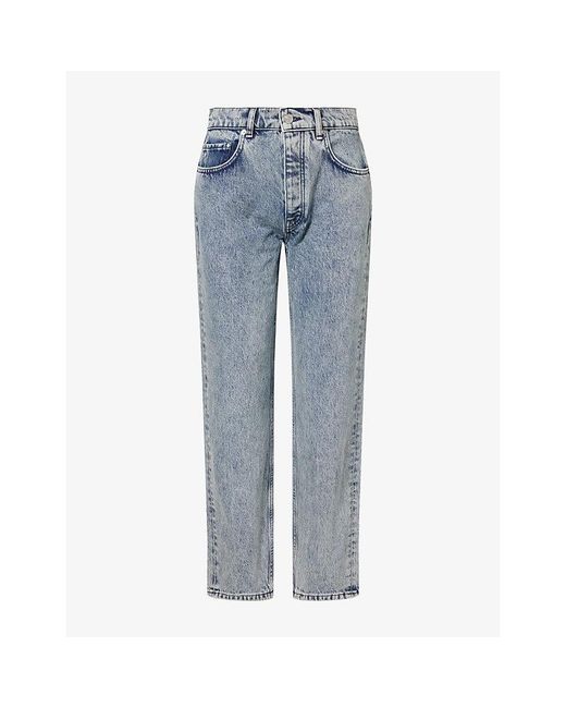 Anine Bing Blue Kate High-Rise Straight-Leg Denim Jeans