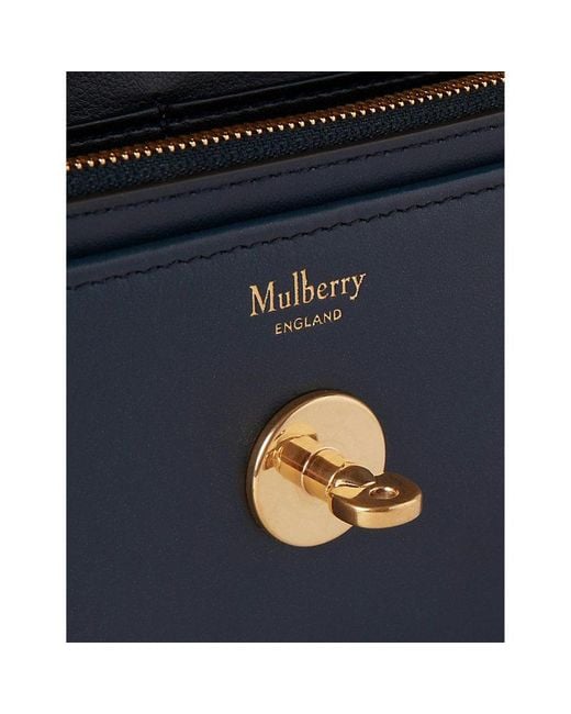 Mulberry Blue East West Bayswater Leather Clutch Bag