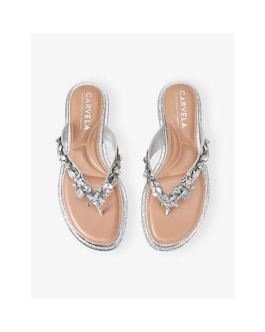 Carvela Kurt Geiger White Marina Faux-Leather Flat Sandals