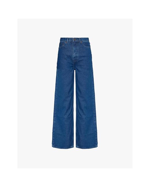 Samsøe & Samsøe Blue Rebecca High-Rise Wide-Leg Stretch-Denim Jeans