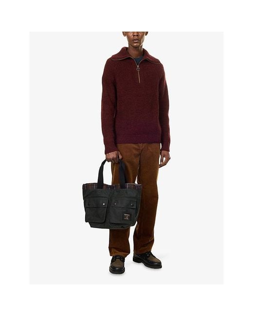 Barbour Red Riggbay Half-Zip Wool Jumper for men