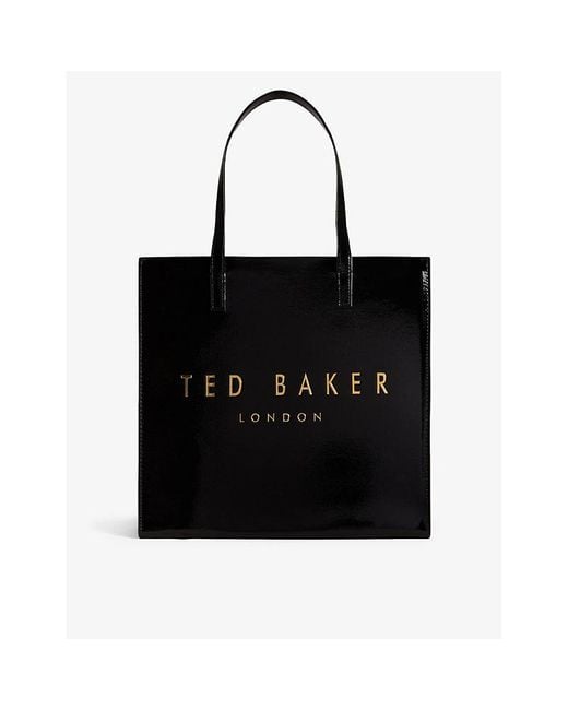 Ted Baker Crinkon Logo-print Faux-leather Tote Bag in Black | Lyst
