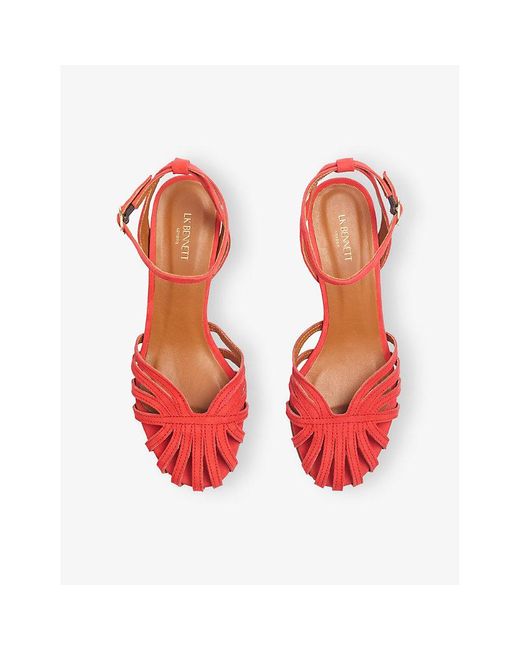 L.K.Bennett Red Aspen Suede Heeled Sandals