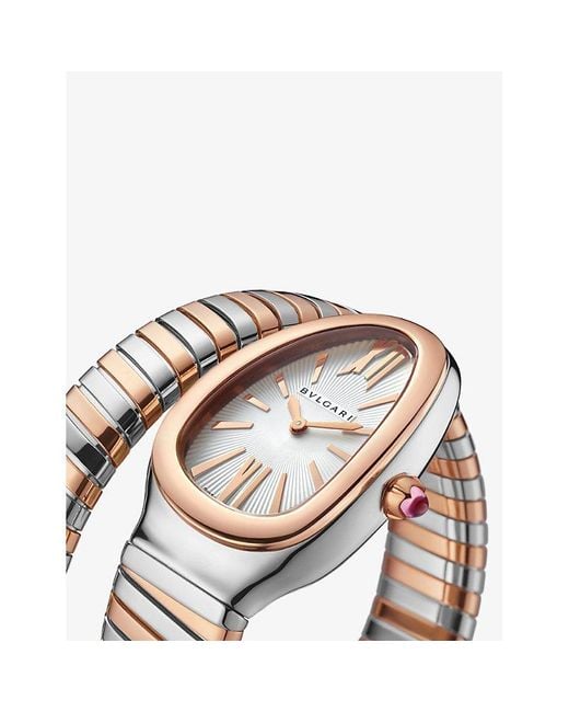 BVLGARI Metallic Serpenti Tubogas Single-Spiral 18Ct Rose- And Stainless-Steel Quartz Watch