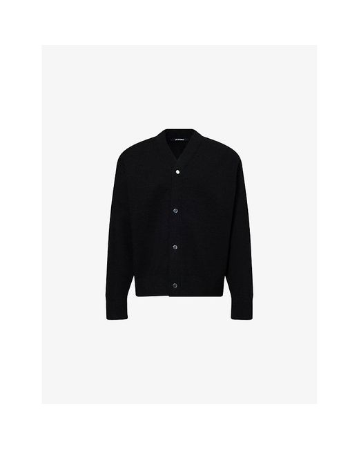 Jacquemus Black V-Neck Wool-Blend Cardigan for men