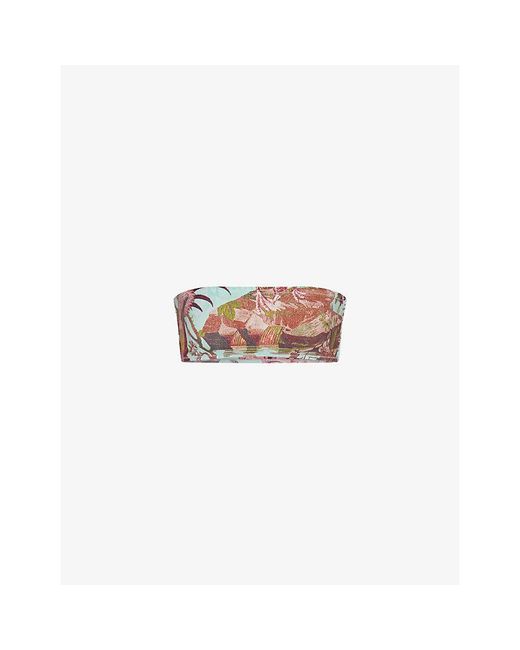 Skims White Roberto Cavalli X Bandeau Printed Bikini Top