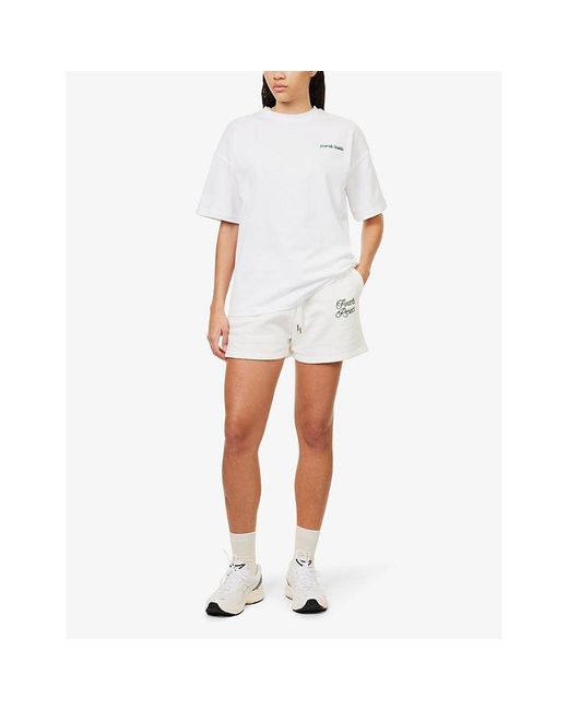 4th & Reckless Natural Mirissa Logo-embroidered Regular-fit Cotton-jersey Shorts