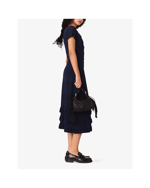 Maje Black Miss M Mini Leather Shoulder Bag