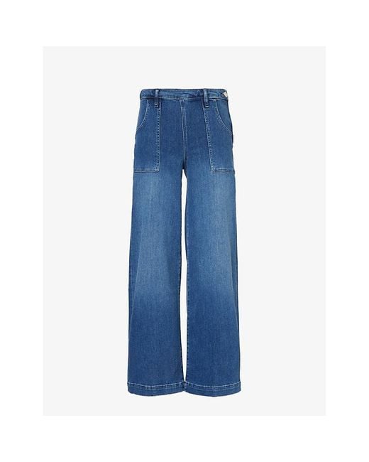 FRAME Blue Francoise Wide-leg Stretch-denim Jeans