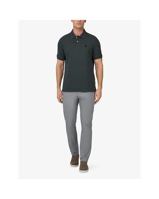 Boggi Black Logo-Flocked Regular-Fit Cotton-Piqué Polo Shirt for men