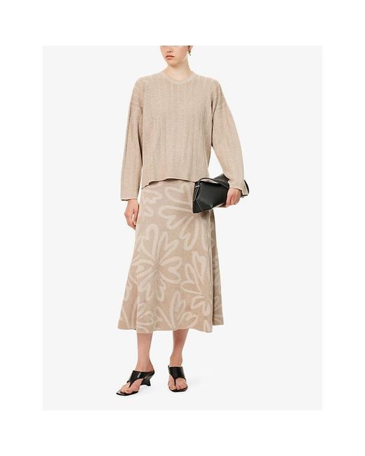 Yasmina Q Natural Raye Oversized Knitted Top