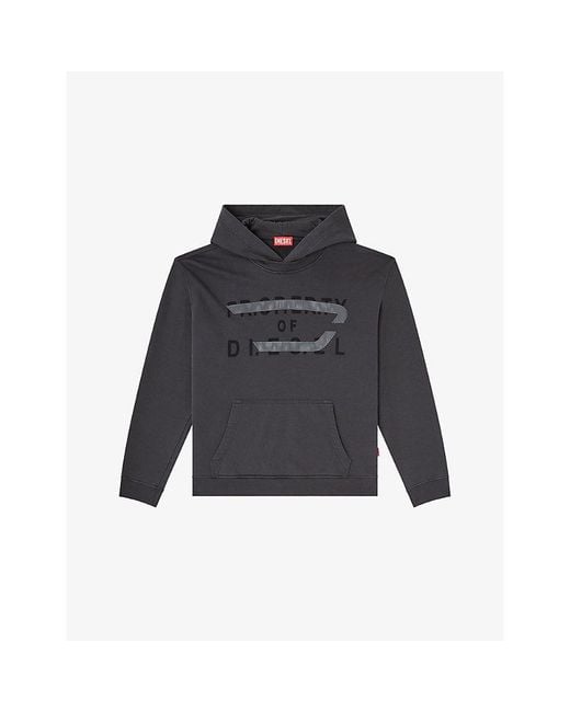 DIESEL Blue Norman-Hood Branded Cotton-Jersey Hoody for men
