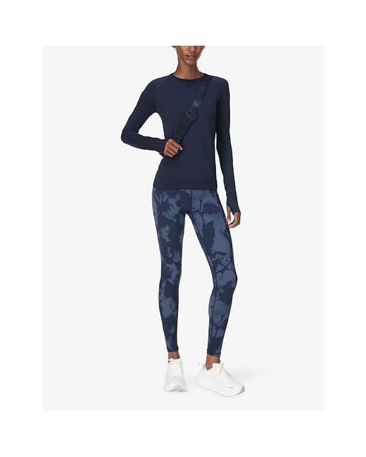 Sweaty Betty Blue Athlete Seamless Long-Sleeve Workout Top