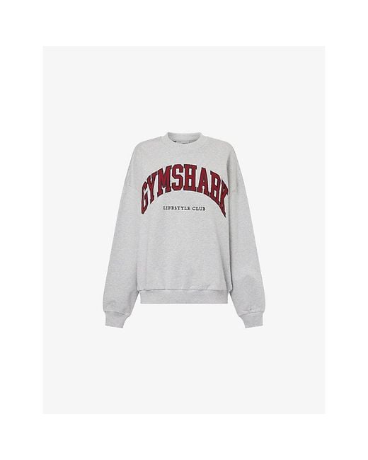 GYMSHARK White Collegiate Graphic Crewneck Cotton-Blend Sweatshirt