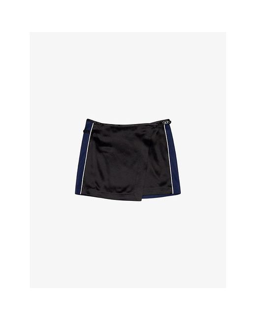 DIESEL Black O-kesselle Wrap-over Low-rise Woven Mini Skirt