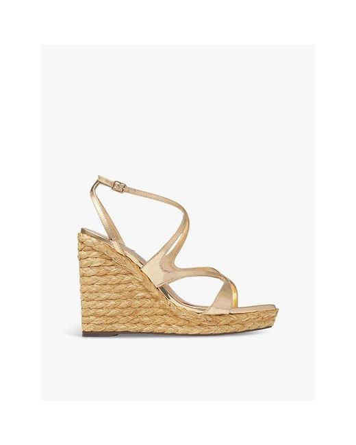 Jimmy Choo Metallic Ayla 110 Contrast-Sole Leather Heeled Sandals