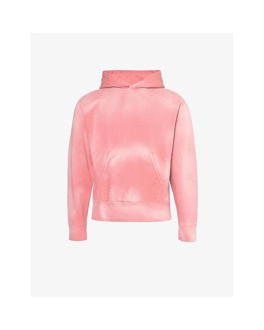 Loewe Pink Faded-wash Brand-embroidered Cotton-jersey Hoody X for men