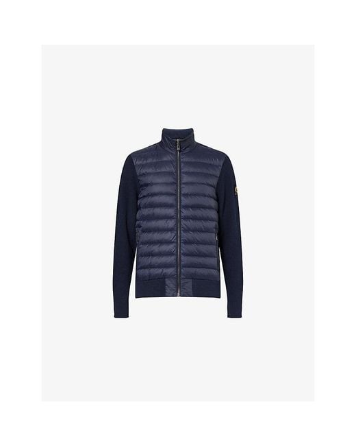 Belstaff Blue Shell-Down High-Neck Cotton Cardigan for men