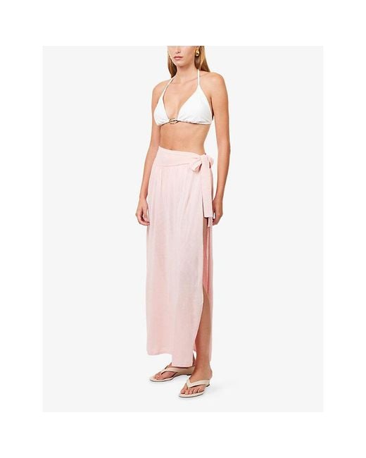 4th & Reckless Pink Lydia Wrap-Round Stretch-Knit Maxi Skirt