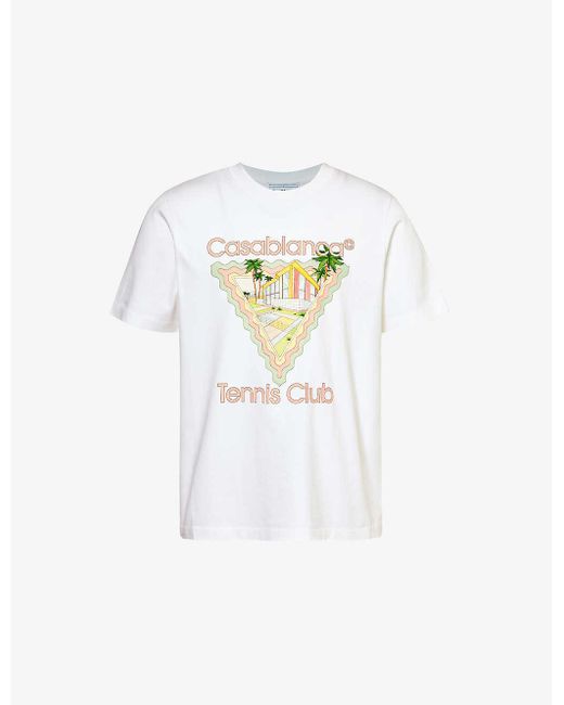 Casablancabrand White Printed Organic Cotton-jersey T-shirt for men