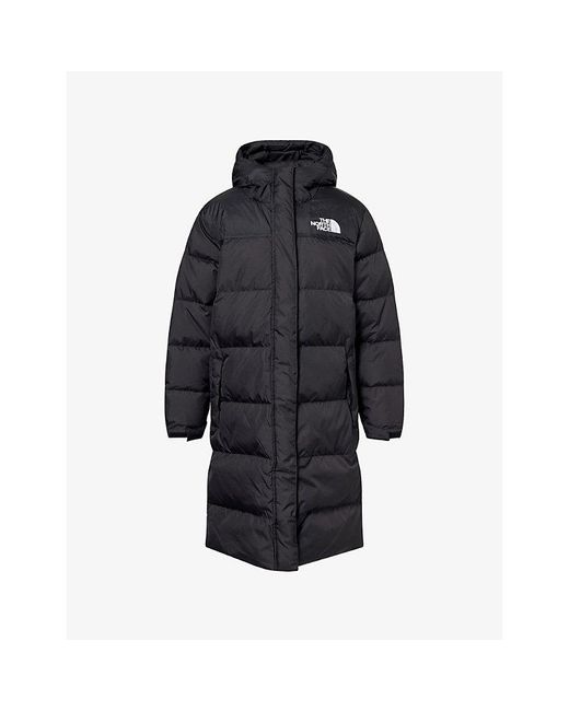 The North Face Black Nuptse Embroidered-Logo Padded Parka Coat