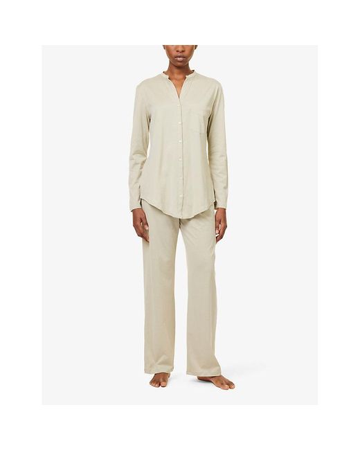 Hanro Natural Deluxe Button-down Cotton Pyjamas