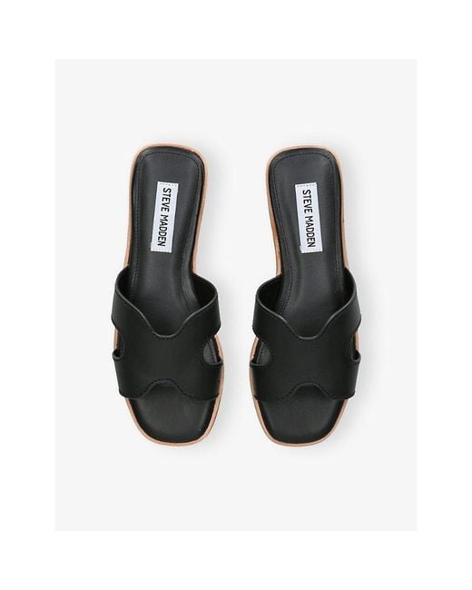 Steve Madden Black Bondst Leather Sandals