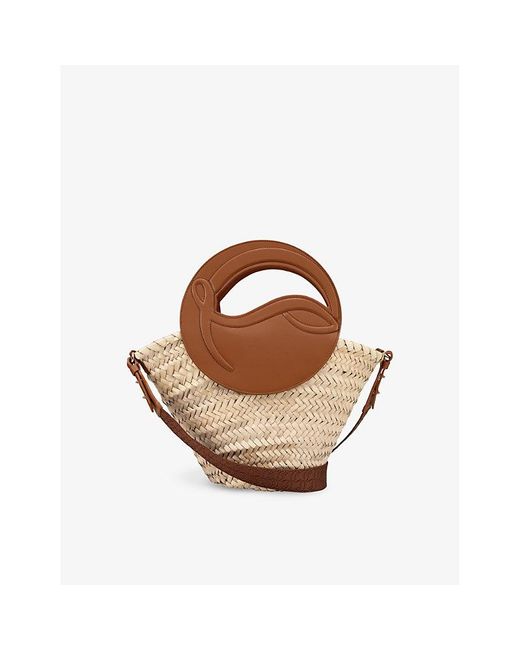 Christian Louboutin Brown Tural/cuoio Biloumoon Small Straw And Leather Top-handle Basket Bag