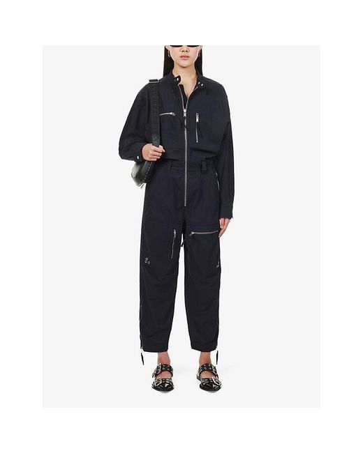 Isabel Marant Blue Karly Zipped Relaxed-fit Cotton Jumpsuit
