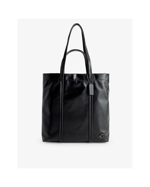 COACH Black Hall Leather Tote Bag for men
