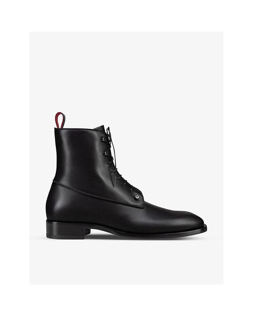 Christian Louboutin Black Chambeliboot Silver-tone Hardware Leather Ankle Boots for men