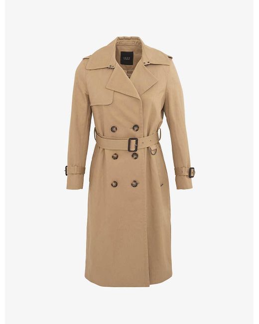 IKKS Natural Double-breasted Belted Cotton Trench Coat