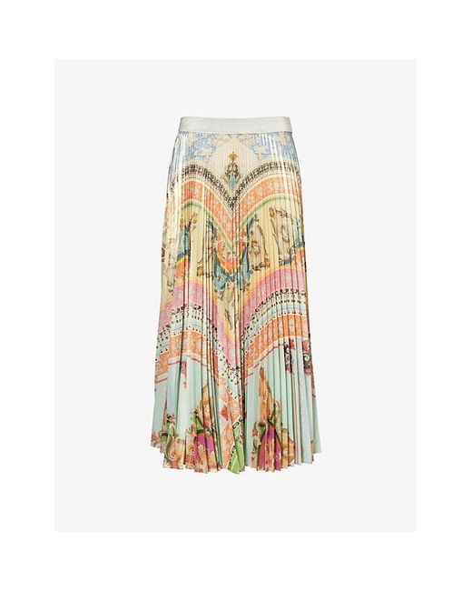 Mary Katrantzou Metallic Uni Abstract-pattern Woven Midi Skirt
