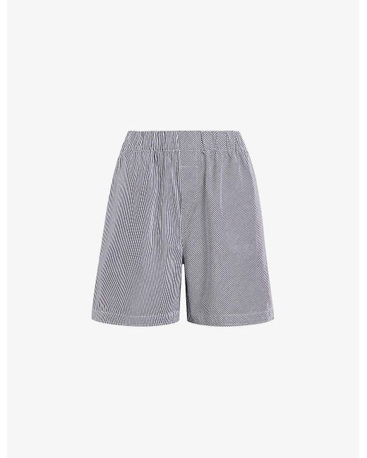 AllSaints Gray Karina High-rise Relaxed-fit Organic-cotton Shorts