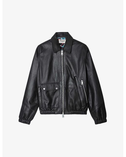 Zadig & Voltaire Black Lyssa Patch-pocket Leather Jacket